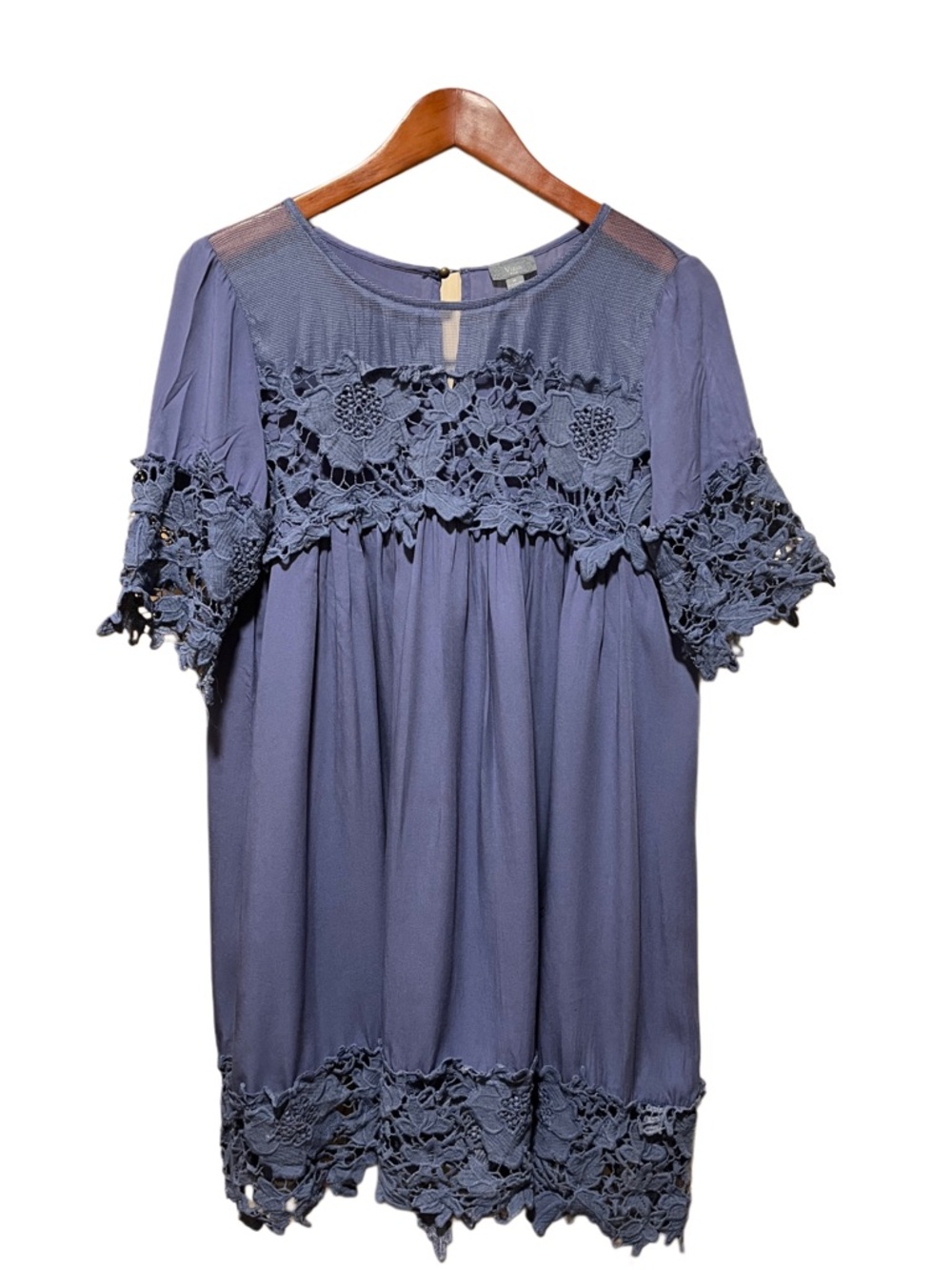 Vizio Blue Lace Boho Babydoll Dress Medium